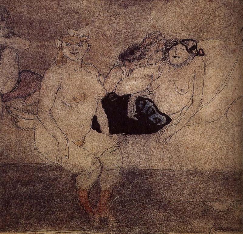 Jules Pascin Five Woman in the bed